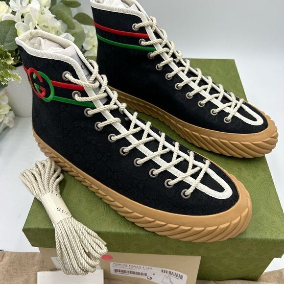Men’s Gucci interlocking G high top sneakers size 9 made in Spain - Picture 6 of 9